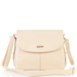 ДАМСКА ЧАНТА ПРЕЗ РАМО-1374-КРОКО-БЕЖОВА