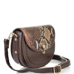 ДАМСКА ЧАНТА ПРЕЗ РАМО-1424-ЕФЕКТНА-КАФЯВА