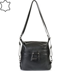 ДАМСКА ЧАНТА/РАНИЦА ОТ ЕСТЕСТВЕНА КОЖА-7309-ЧЕРНА