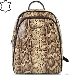 ДАМСКА РАНИЦА ОТ ЕСТЕСТВЕНА КОЖА-453-ЕФЕКТНА-КАФЯВО/БЕЖОВО