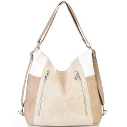 БЪЛГАРСКА ДАМСКА ЧАНТА/РАНИЦА-S1317-БЕЖОВО/БЯЛО