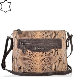 ДАМСКА ЧАНТА ПРЕЗ РАМО ОТ ЕСТЕСТВЕНА КОЖА-3014-ЕФЕКТНА-КАФЯВО/БЕЖОВА