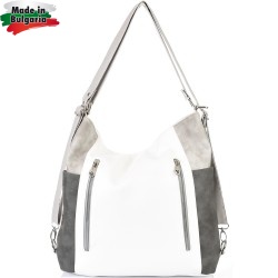 БЪЛГАРСКА ДАМСКА ЧАНТА/РАНИЦА-S1317-БЯЛО/СИВО