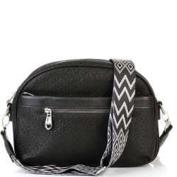 ДАМСКА ЧАНТА ПРЕЗ РАМО-S1345-ЕФЕКТНА КОЖА-ЧЕРНА