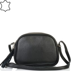 ДАМСКА ЧАНТА ПРЕЗ РАМО ОТ ЕСТЕСТВЕНА КОЖА-S1329-ЧЕРНА