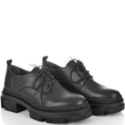 ДАМСКИ ОБУВКИ ОТ ЕСТЕСТВЕНА КОЖА С ДАНТЕЛА-D6063-ЧЕРНИ