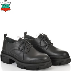 ДАМСКИ ОБУВКИ ОТ ЕСТЕСТВЕНА КОЖА С ДАНТЕЛА-D6063-ЧЕРНИ