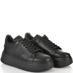 ДАМСКИ КЕЦОВЕ НА ПОВДИГНАТО ХОДИЛО  ОТ ЕСТЕСТВЕНА КОЖА-7070-ЧЕРНИ