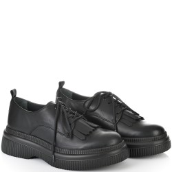 ДАМСКИ ОБУВКИ НА ПОВДИГНАТО ХОДИЛО ОТ ЕСТЕСТВЕНА КОЖА-D6061-ЧЕРНИ