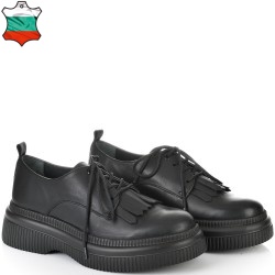 ДАМСКИ ОБУВКИ НА ПОВДИГНАТО ХОДИЛО ОТ ЕСТЕСТВЕНА КОЖА-D6061-ЧЕРНИ