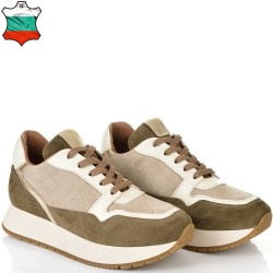 ДАМСКИ КЕЦОВЕ ОТ ЕСТЕСТВЕНА КОЖА-D7011-БЕЖОВО/ЗЕЛЕНО