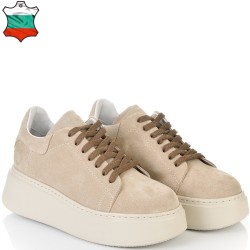 ДАМСКИ КЕЦОВЕ НА ПОВДИГНАТО ХОДИЛО  ОТ ЕСТЕСТВЕН ВЕЛУР-7070-БЕЖОВИ