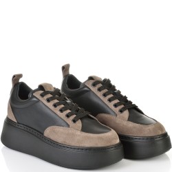 ДАМСКИ КЕЦОВЕ ОТ ЕСТЕСТВЕНА КОЖА-D7010-ЧЕРНО/ТАУПЕ