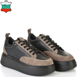 ДАМСКИ КЕЦОВЕ ОТ ЕСТЕСТВЕНА КОЖА-D7010-ЧЕРНО/ТАУПЕ