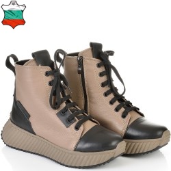 ДАМСКИ СПОРТНИ БОТИ ОТ ЕСТЕСТВЕНА КОЖА-060-1567-БЕЖОВО/ЧЕРНО