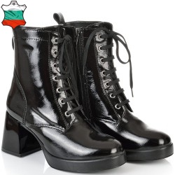 ДАМСКИ ЕЛЕГАНТНИ БОТИ НА ТОК ОТ ЕСТЕСТВЕН ЛАК-JANET4-1356-ЧЕРНИ