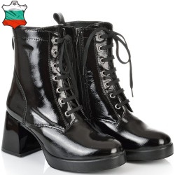 ДАМСКИ ЕЛЕГАНТНИ БОТИ НА ТОК ОТ ЕСТЕСТВЕН ЛАК-JANET4-1356-ЧЕРНИ