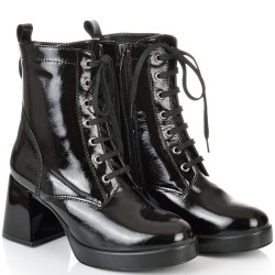 ДАМСКИ ЕЛЕГАНТНИ БОТИ НА ТОК ОТ ЕСТЕСТВЕН ЛАК-JANET4-1356-ЧЕРНИ