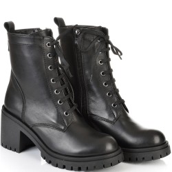 ДАМСКИ ЕЛЕГАНТНИ БОТИ НА ТОК ОТ ЕСТЕСТВЕНА КОЖА-23923-1356-ЧЕРНИ