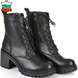 ДАМСКИ ЕЛЕГАНТНИ БОТИ НА ТОК ОТ ЕСТЕСТВЕНА КОЖА-23923-1356-ЧЕРНИ