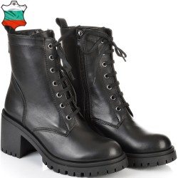 ДАМСКИ ЕЛЕГАНТНИ БОТИ НА ТОК ОТ ЕСТЕСТВЕНА КОЖА-23923-1356-ЧЕРНИ