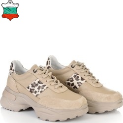 ДАМСКИ КЕЦОВЕ ОТ ЕСТЕСТВЕНА КОЖА И ВЕЛУР-D6065-ЛЕО/БЕЖОВИ