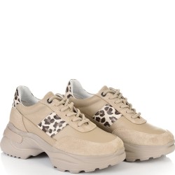 ДАМСКИ КЕЦОВЕ ОТ ЕСТЕСТВЕНА КОЖА И ВЕЛУР-D6065-ЛЕО/БЕЖОВИ