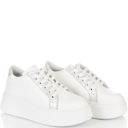 ДАМСКИ КЕЦОВЕ ОТ ЕСТЕСТВЕНА КОЖА-7073-БЯЛО/СРЕБЪРНО