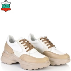 ДАМСКИ КЕЦОВЕ ОТ ЕСТЕСТВЕНА КОЖА-D6030-БЕЖОВО/БЯЛО