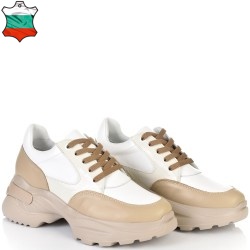 ДАМСКИ КЕЦОВЕ ОТ ЕСТЕСТВЕНА КОЖА-D6030-БЕЖОВО/БЯЛО