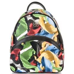 БЪЛГАРСКА ДАМСКА РАНИЦА-S1316-ЦВЕТЯ-ЧЕРНА