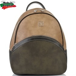 БЪЛГАРСКА ДАМСКА РАНИЦА-S1316-ЧЕРНО/ЗЕЛЕНО/БЕЖОВО