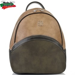 БЪЛГАРСКА ДАМСКА РАНИЦА-S1316-ЧЕРНО/ЗЕЛЕНО/БЕЖОВО