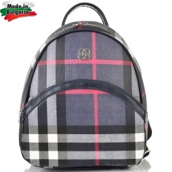 БЪЛГАРСКА ДАМСКА РАНИЦА-S1316-КАРЕ-ТЪМНО СИНЯ