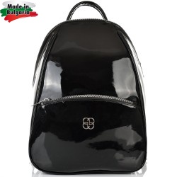 БЪЛГАРСКА ДАМСКА РАНИЦА-S1323-ЛАК-ЧЕРНА