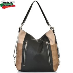 БЪЛГАРСКА ДАМСКА ЧАНТА/РАНИЦА-S1317-ЧЕРНО/БЕЖОВО