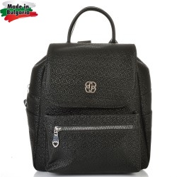БЪЛГАРСКА ДАМСКА РАНИЦА-S1353-ЕФЕКТНА КОЖА-ЧЕРНА