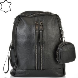 ДАМСКА РАНИЦА ЕСТЕСТВЕНА КОЖА-109-007-ЧЕРНА