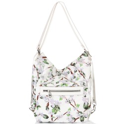 БЪЛГАРСКА ДАМСКА ЧАНТА/РАНИЦА-S1260-ЦВЕТЯ/БЯЛА