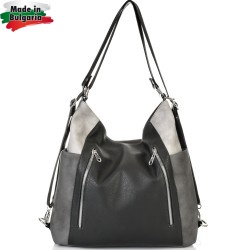 БЪЛГАРСКА ДАМСКА ЧАНТА/РАНИЦА-S1317-ЧЕРНО/СИВО