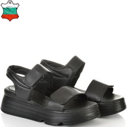 ДАМСКИ САНДАЛИ НА ПЛАТФОРМА ОТ ЕСТЕСТВЕНА КОЖА-25276-1584-ЧЕРНИ