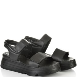 ДАМСКИ САНДАЛИ НА ПЛАТФОРМА ОТ ЕСТЕСТВЕНА КОЖА-25276-1584-ЧЕРНИ