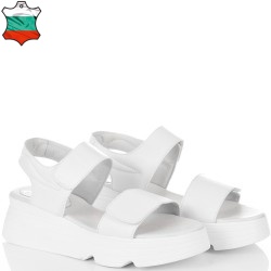 ДАМСКИ САНДАЛИ НА ПЛАТФОРМА ОТ ЕСТЕСТВЕНА КОЖА-25276-1584-БЕЛИ