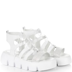 ДАМСКИ САНДАЛИ НА ПЛАТФОРМА ОТ ЕСТЕСТВЕНА КОЖА-22253-1464-БЕЛИ