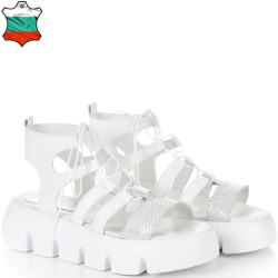 ДАМСКИ САНДАЛИ НА ПЛАТФОРМА ОТ ЕСТЕСТВЕНА КОЖА-22253-1464-БЕЛИ