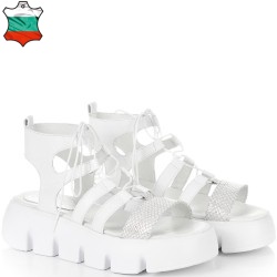 ДАМСКИ САНДАЛИ НА ПЛАТФОРМА ОТ ЕСТЕСТВЕНА КОЖА-22253-1464-БЕЛИ