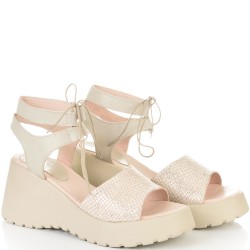 ДАМСКИ САНДАЛИ НА ПЛАТФОРМА ОТ ЕСТЕСТВЕНА КОЖА И ВРЪЗКИ-236503-1592-БЕЖОВИ