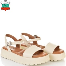 ДАМСКИ САНДАЛИ НА ПЛАТФОРМА ОТ ЕСТЕСТВЕНА КОЖА-5000-199-БЕЖОВИ