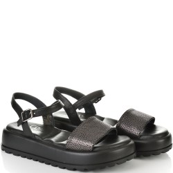 ДАМСКИ САНДАЛИ НА ПЛАТФОРМА ОТ ЕСТЕСТВЕНА КОЖА-5000-199-ЧЕРНО/БРОНЗОВИ