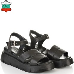 ДАМСКИ САНДАЛИ НА ПЛАТФОРМА ОТ ЕСТЕСТВЕНА КОЖА-7001-21027-ЧЕРНИ